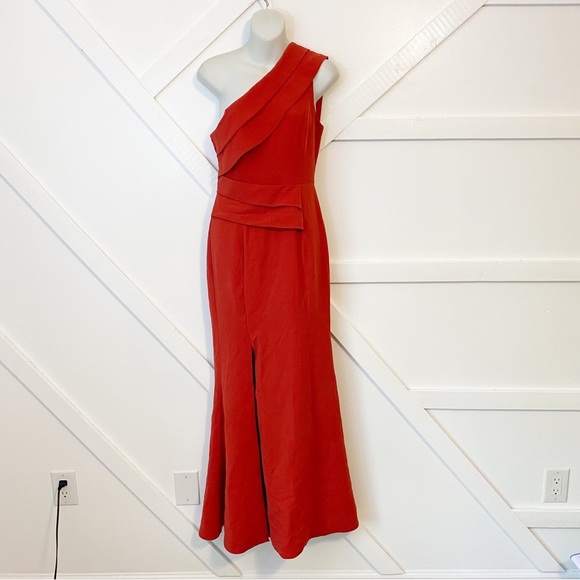 C/Meo Collective Fragment One Shoulder Fit & Flare Sleeveless Gown Red Sz S - Picture 2 of 9